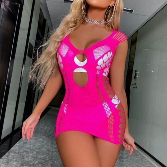 Hot Pink  Cut-out Cover-up/Top/Intimate, New - Picture 1 of 8